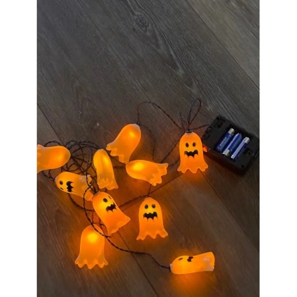 2 Pack Halloween Ghost LED Light String 20 Count 8.7ft Battery Operated Decor